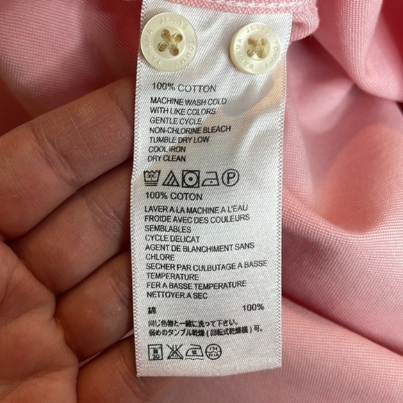 TOMMY Bahama pink button up long sleeve dress shirt. 100% cotton. Extra buttons - Picture 9 of 9